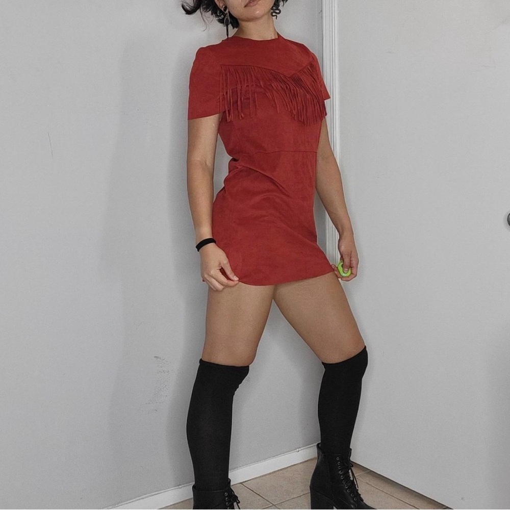 Red Rock Fringe Suede Dress